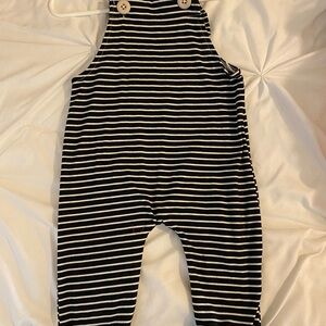 Striped Black and White Kids Overalls